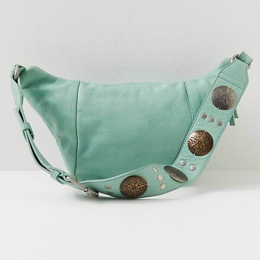 FREE PEOPLE Wilder Embellished Sling Bag NWOT in light green $98 - Picture 6 of 14